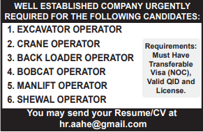 Operator jobs in qatar