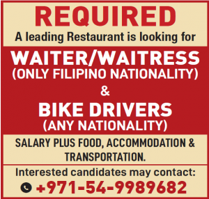 job for waiter,waiters and bike drivers
