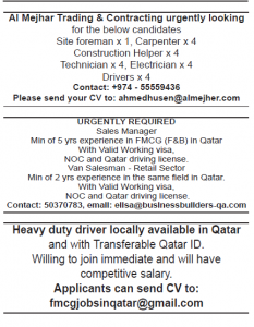 Various job vacancy in Qatar