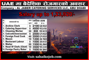 Read more about the article Job at Al Jaber Catering Services UAE Salary up to 1,23,920/-