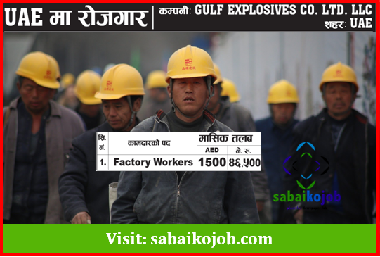 Job Vacancy for Factory Workers at UAE