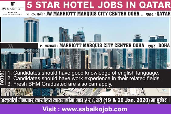 Job at Qatar | JW Marriott Marquis City Center Doha