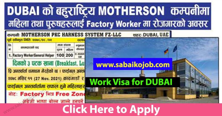 Job opportunities for men and women in the multinational MOTHERSON company in Dubai