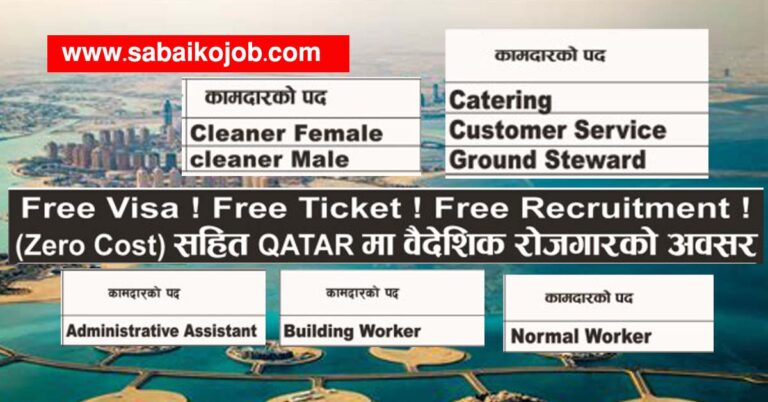 Free Visa Free Ticket Free Recruitment (Zero Cost) to work in Qatar