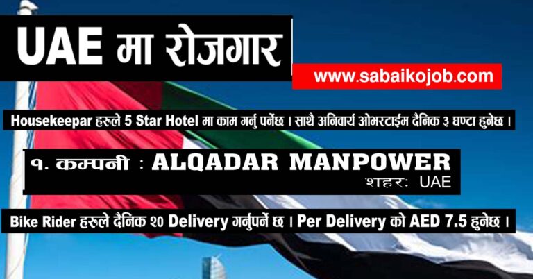 Vacancy at ALQADAR MANPOWER