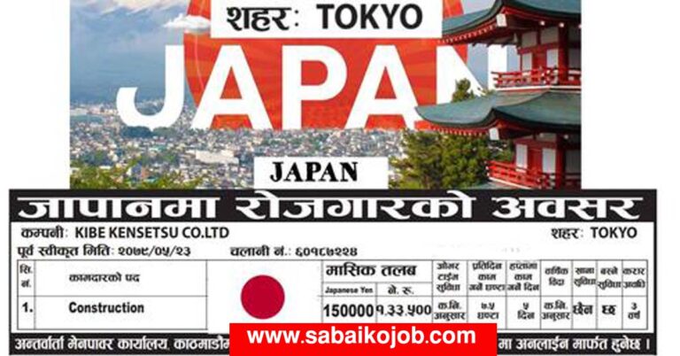 Career employment opportunity in Japan !! Salary Up-to 1,33,500/-